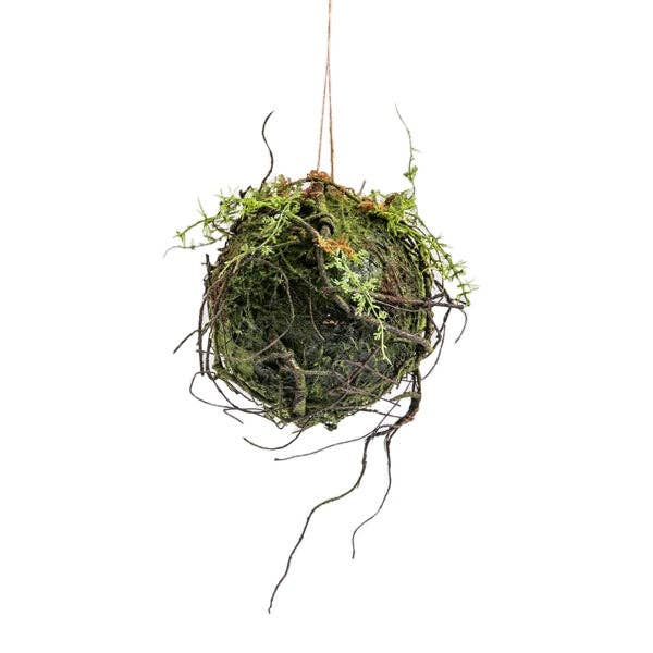 Hanging Ball with Artificial Moss and Branches: Large: 16.25"x16.25"x9.5" $9