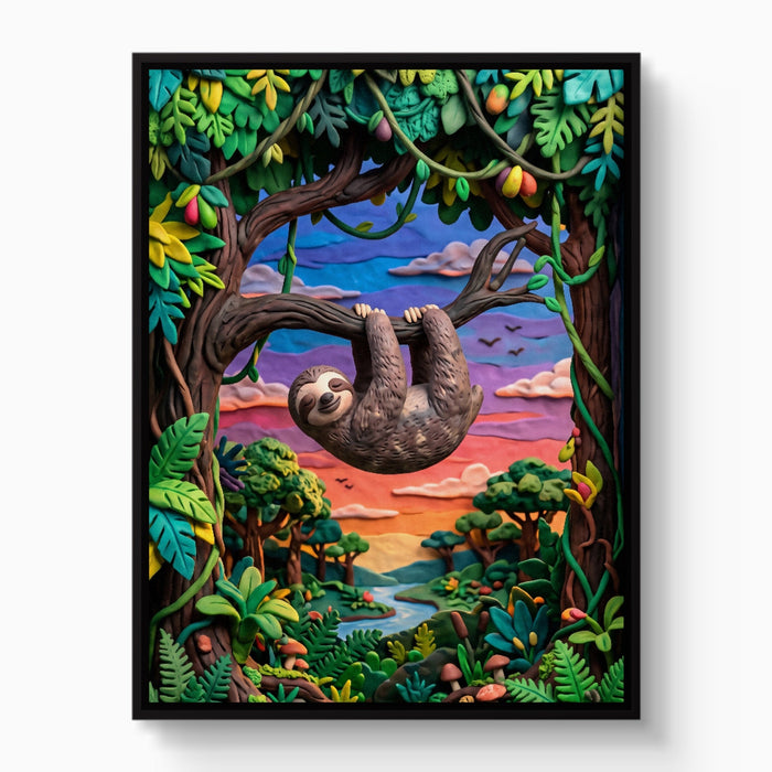 Hanging Sloth Sunset - Luxury Wall Art