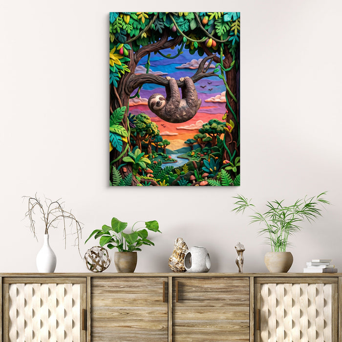 Hanging Sloth Sunset - Luxury Wall Art
