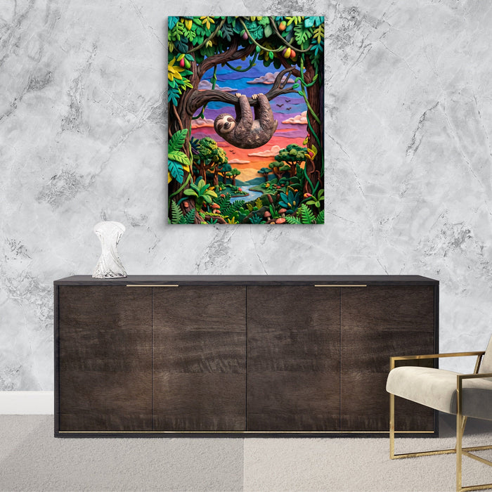 Hanging Sloth Sunset - Luxury Wall Art