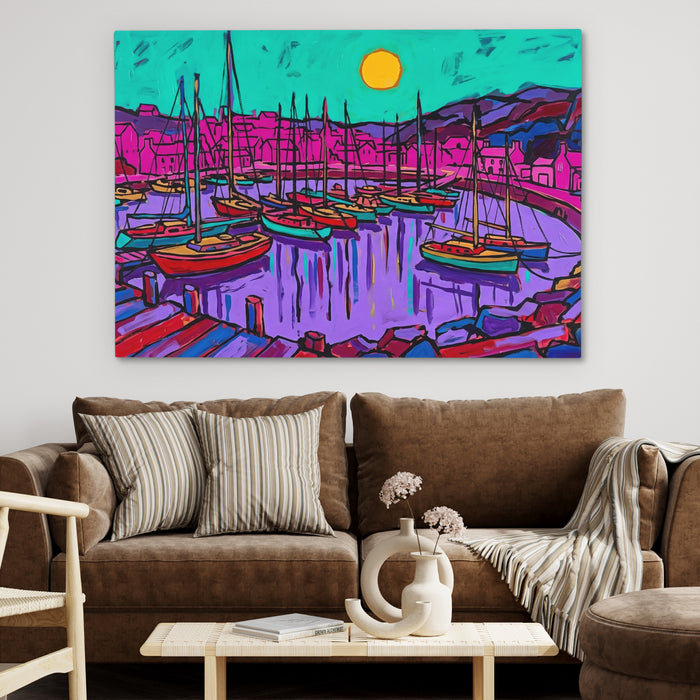 Harbor Boats Sunset — Harbor Boats Sunset Brown Couch 23