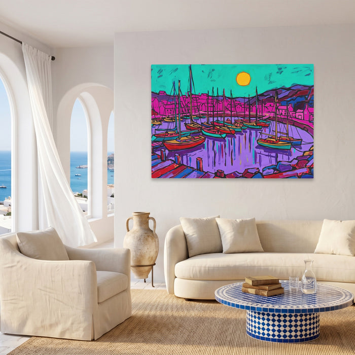Harbor Boats Sunset — Harbor Boats Sunset Coast Living Room Land 111