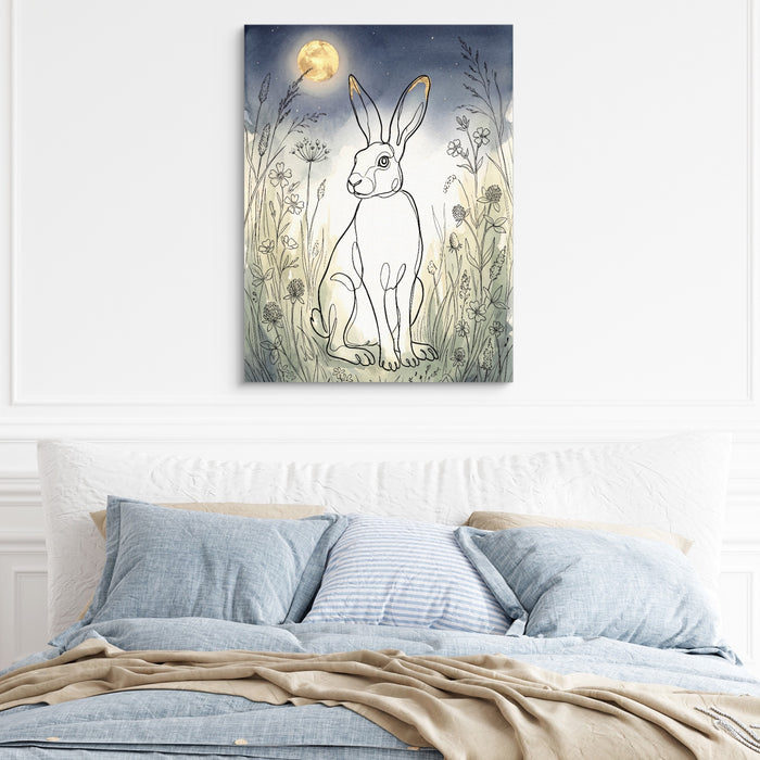 Hare Golden Moon — hare golden moon sq light blue bed 1port flush print