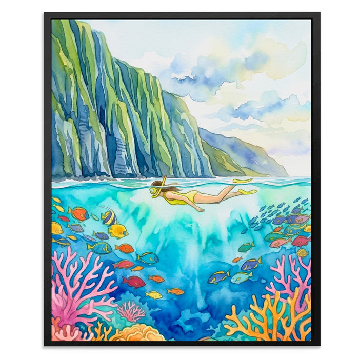 Hawaii Coral Reef canvas wall art, room view
