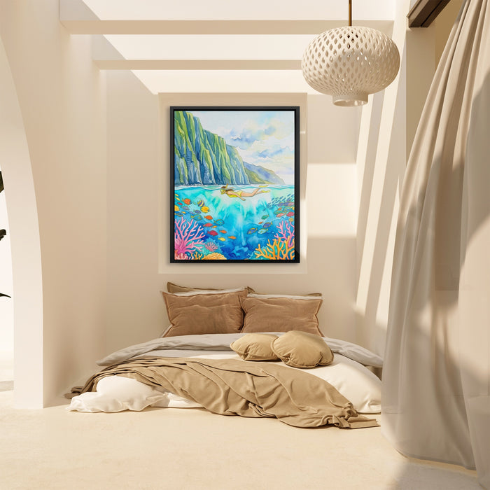 Hawaii Coral Reef canvas wall art, room view