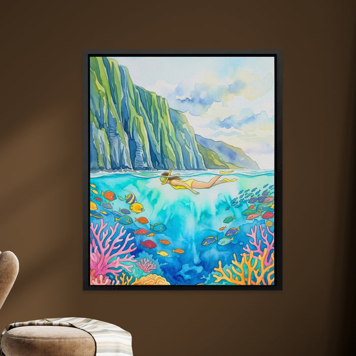 Hawaii Coral Reef canvas wall art, room view