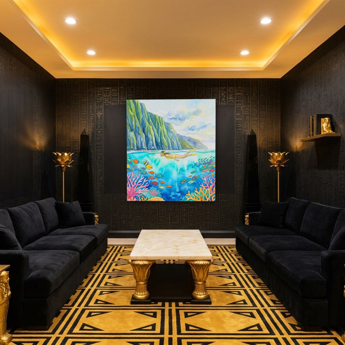 Hawaii Coral Reef canvas wall art, room view