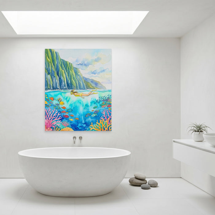 Hawaii Coral Reef canvas wall art, room view