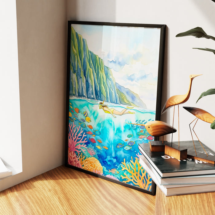 Hawaii Coral Reef canvas wall art, room view