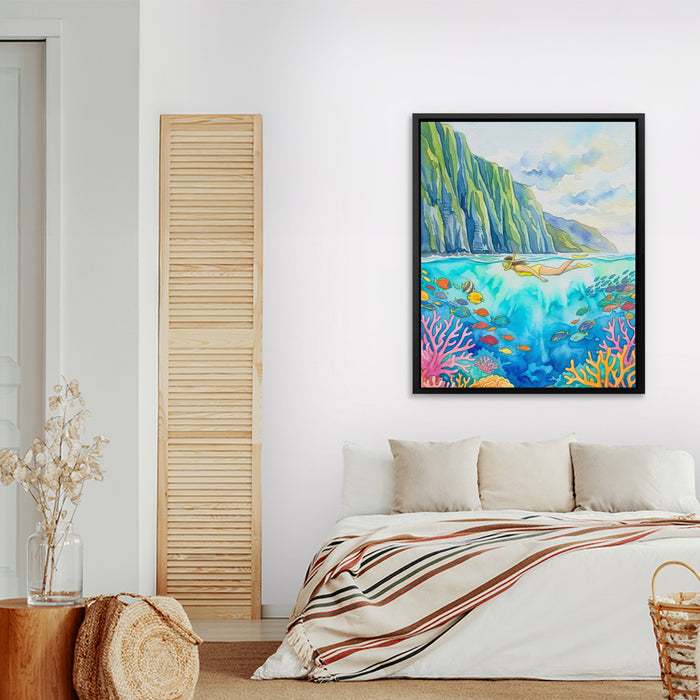 Hawaii Coral Reef canvas wall art, room view