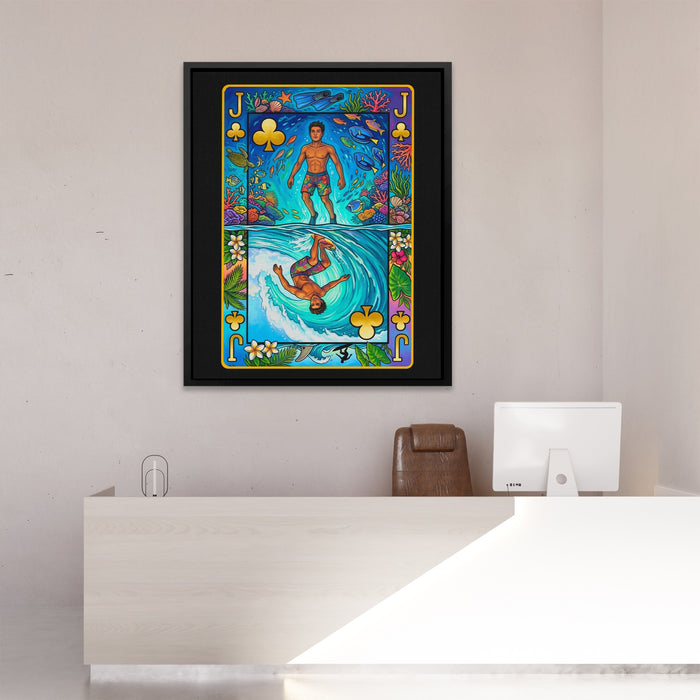 Hawaii Jack of Clubs Card canvas wall art, room view