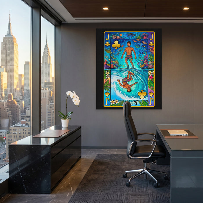Hawaii Jack of Clubs Card canvas wall art, room view