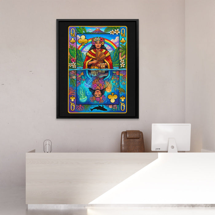 Hawaii Queen of Clubs Card canvas wall art, room view