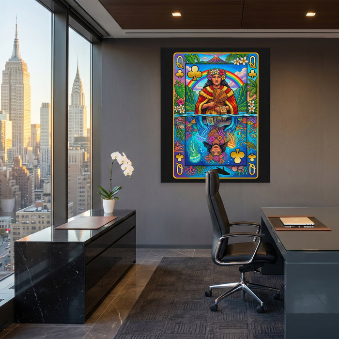 Hawaii Queen of Clubs Card canvas wall art, room view