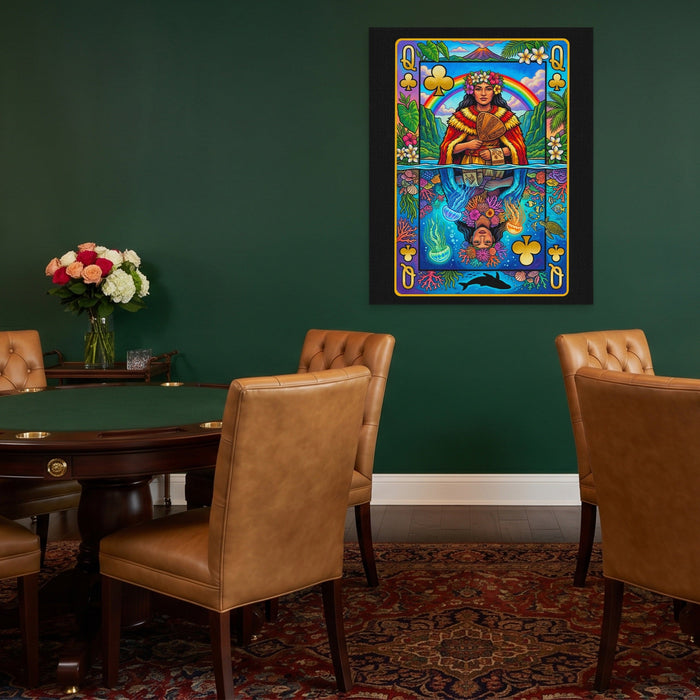 Hawaii Queen of Clubs Card canvas wall art, room view