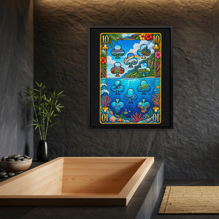 Hawaii Ten of Clubs Card canvas wall art, room view
