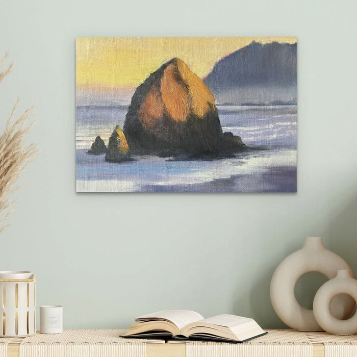 Haystack Rock Oregon - Earth Tones Coastal Canvas Print