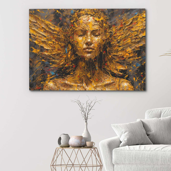 Heavenly Flight - Abstract Black and Gold Canvas Wall Art