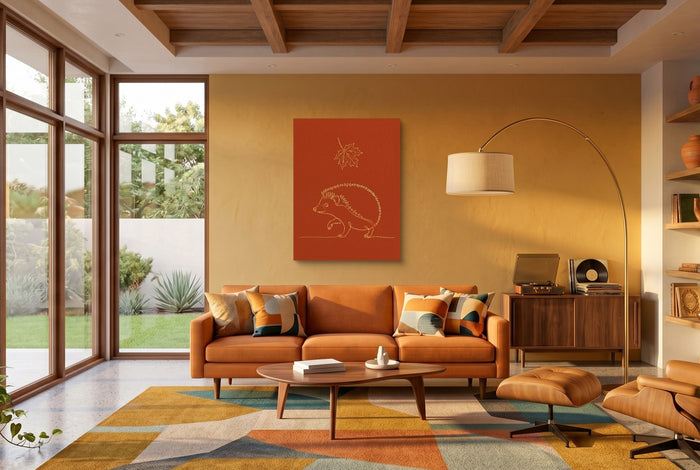 Hedgehog Autumn Line — hedgehog autumn line living room interior space 1port flush print