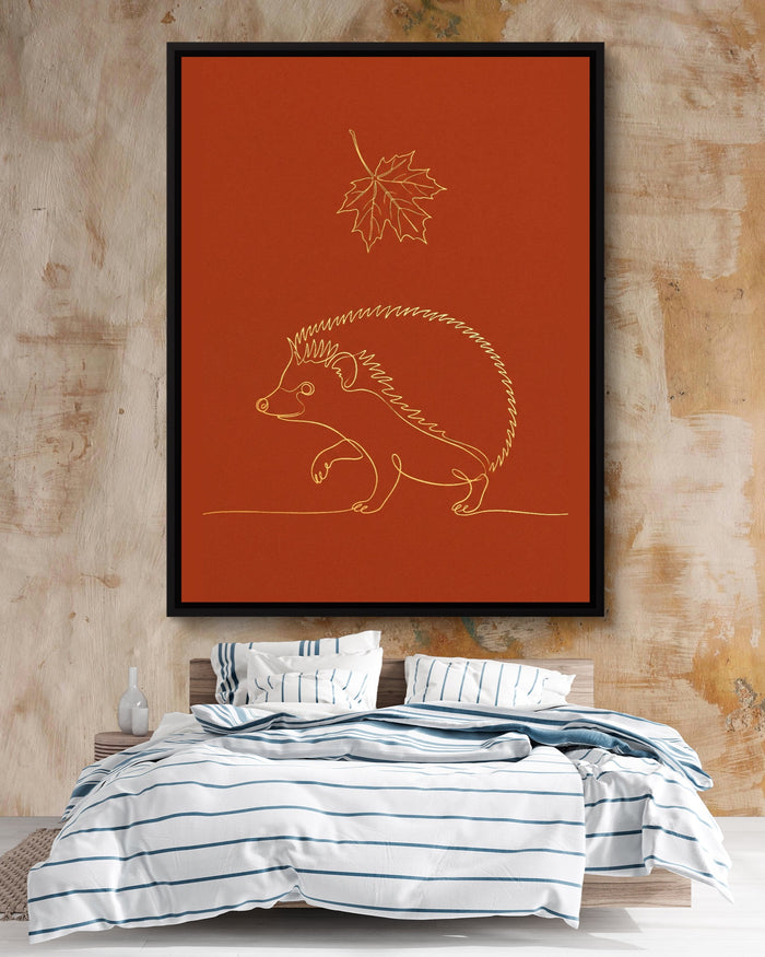 Hedgehog Autumn Line — hedgehog autumn line psd clay beige bedroom 1port framed black