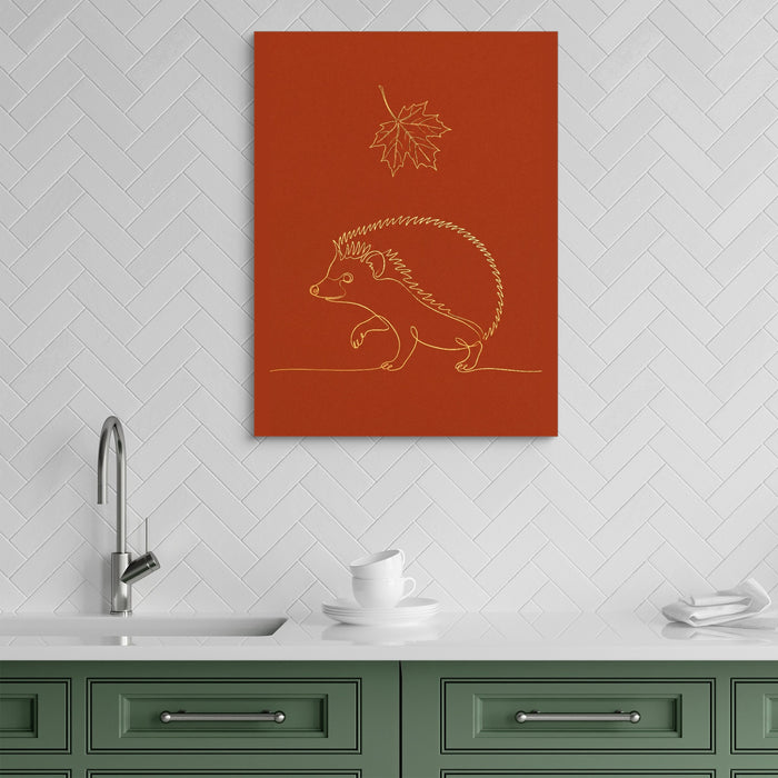Hedgehog Autumn Line — hedgehog autumn line sq green kitchen 1port flush print