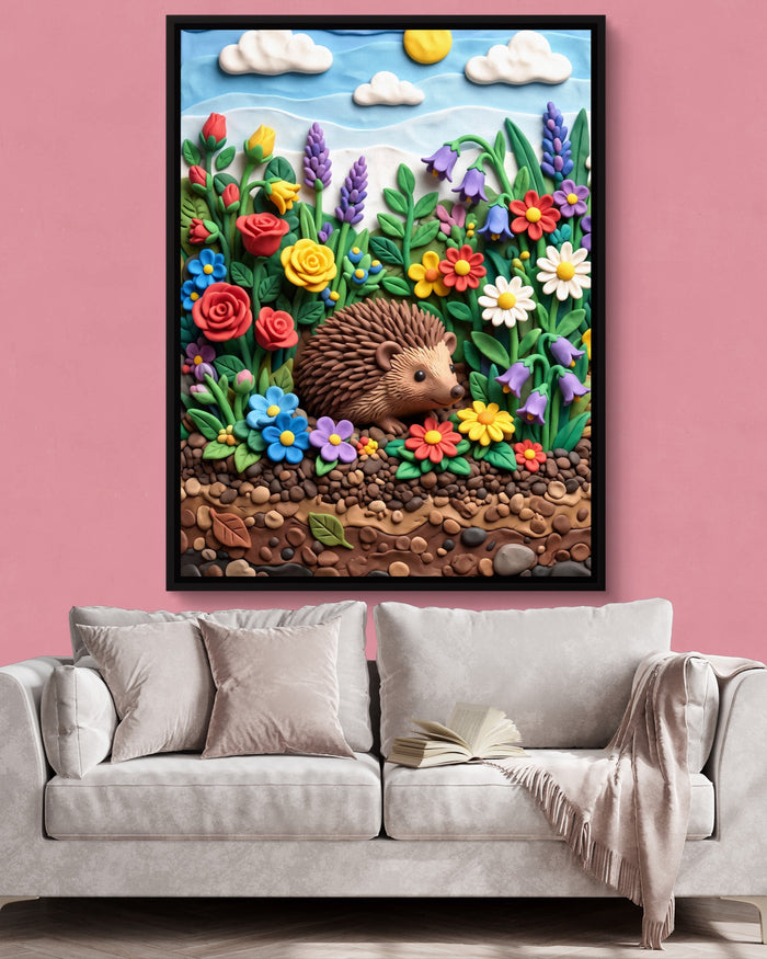 Hedgehog Garden — hedgehog garden psd pink wall pink couch 1port framed black