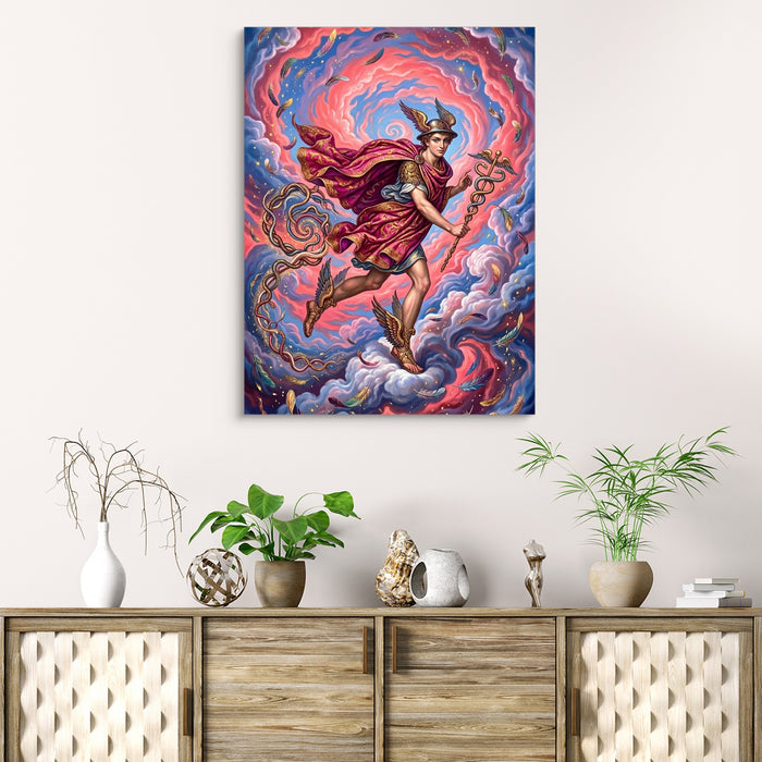 Hermes Winged Flight — teal cat halloween sq beach cabinet 1port flush print