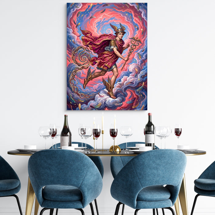 Hermes Winged Flight — teal cat halloween sq dining room tables 1port flush print