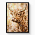 Highland Cow Gilded — highland cow gilded white studio framed black