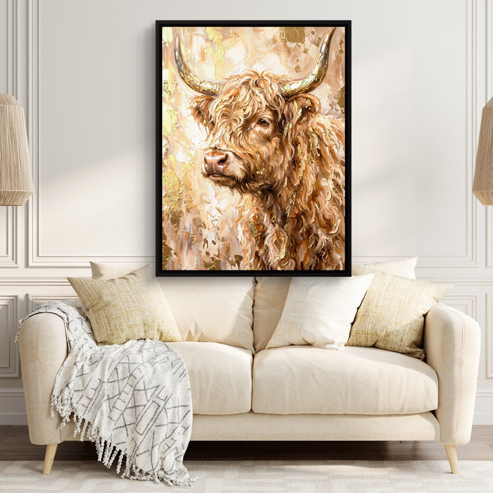 Highland Cow Gilded — highland cow gilded sq couch chair 1port framed black