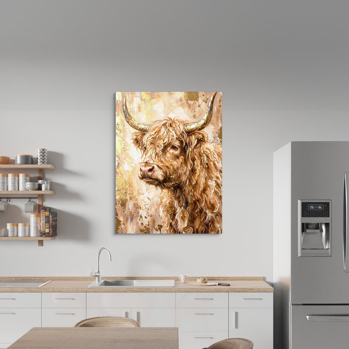 Highland Cow Gilded — highland cow gilded sq kitchen wall 1port flush print