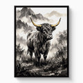 Highland Sumi-e — highland sumi e white studio framed black