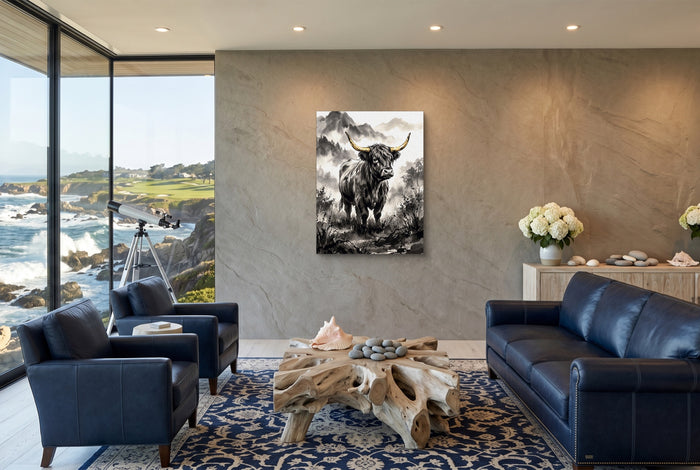 Highland Sumi-e — highland sumi e living room with ocean view 1port flush print