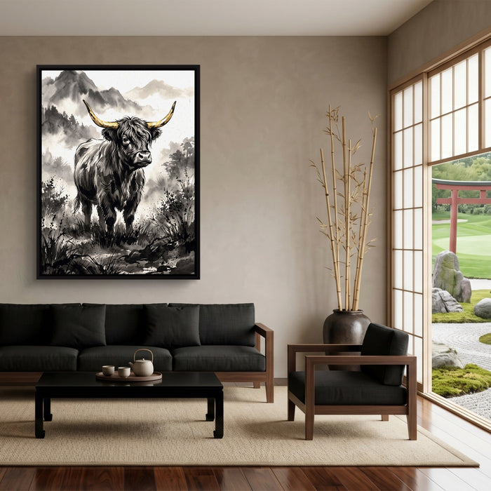 Highland Sumi-e — highland sumi e sq japanese garden 1port framed black