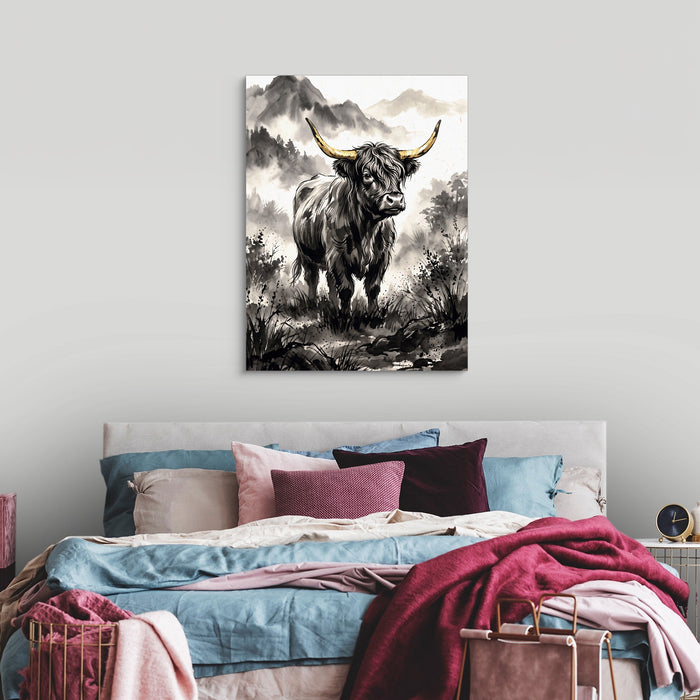 Highland Sumi-e — highland sumi e sq luxury bedroom 1port flush print
