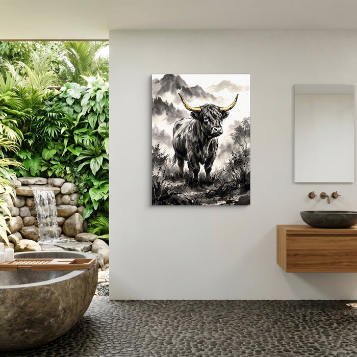 Highland Sumi-e — highland sumi e sq outdoor bathroom 1port flush print