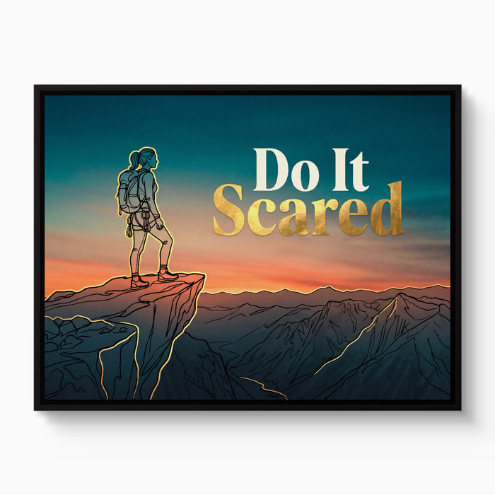 Hiker Mountain Sunset — hiker mountain sunset white studio framed black