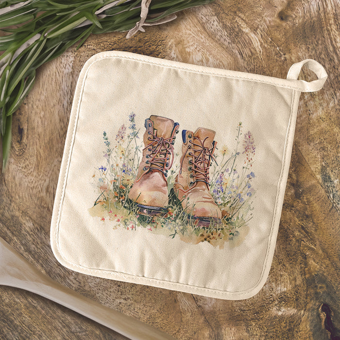 Hiking Boots - Cotton Pot Holder
