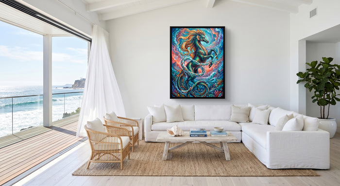 Hippocampus Rising — hippocampus rising beachside villa 1port framed black