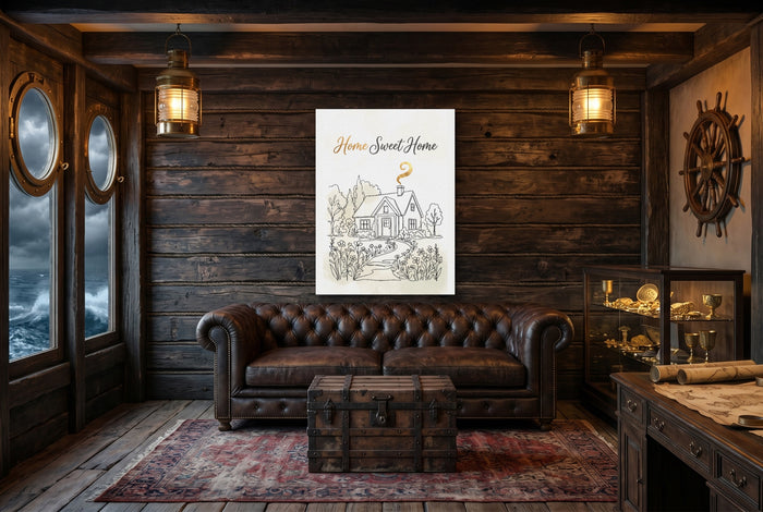 Home Sweet Sanctuary — home sweet sanctuary small cabin interior view 1port flush print