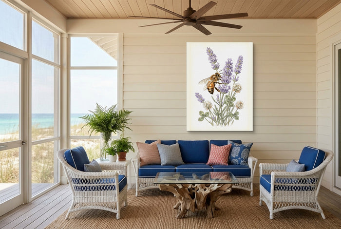 Honeybee Lavender Forage — honeybee lavender forage living room with couch 2 1port flush print