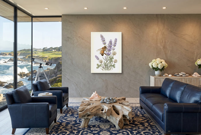 Honeybee Lavender Forage — honeybee lavender forage living room with ocean view 1port flush print