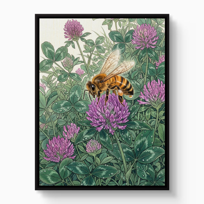 Honeybee Purple Clover — honeybee purple clover white studio framed black