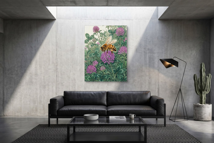 Honeybee Purple Clover — honeybee purple clover modern minimalist living room 1port flush print