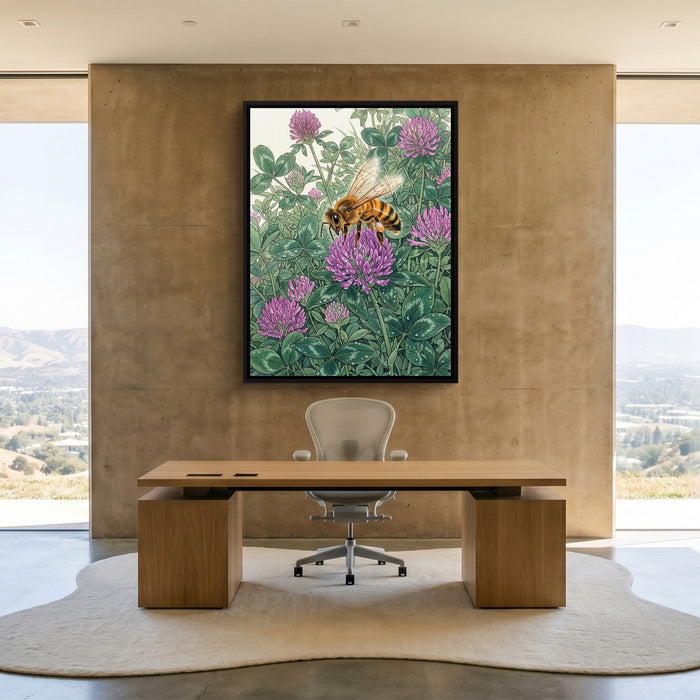 Honeybee Purple Clover — honeybee purple clover sq minimalist lux office 1port framed black