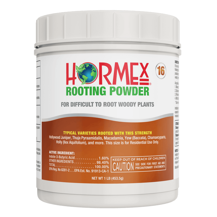 Hormex Rooting Powder 16 – 1.60% IBA Professional - Grade Cloning Hormone for Difficult Hardwood Cuttings - Ed's Plant Shop