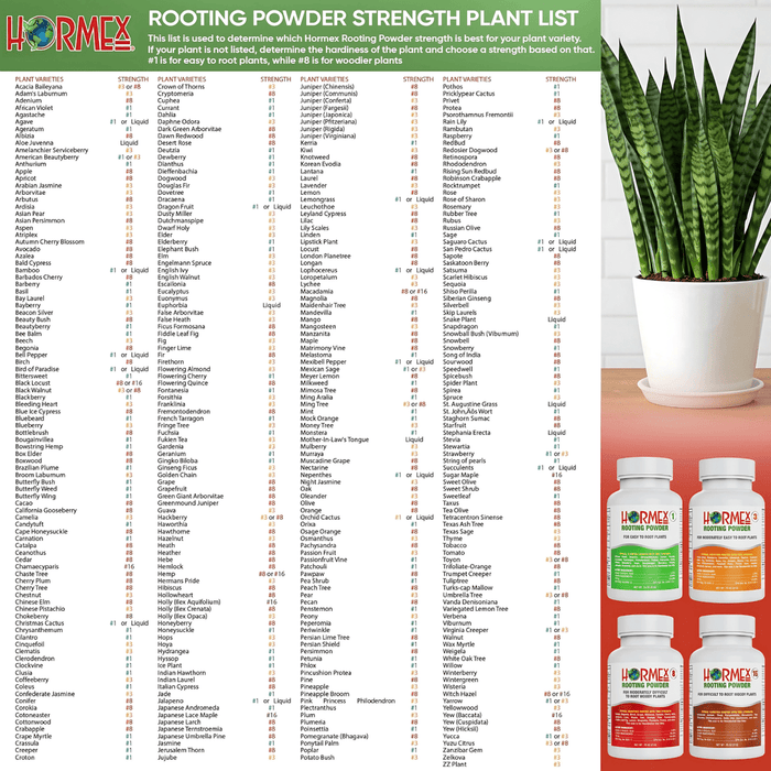 Hormex Rooting Powder 8 – 0.80% IBA Cloning Hormone for Semi - Hardwood Houseplants & Tree Cuttings - Ed's Plant Shop