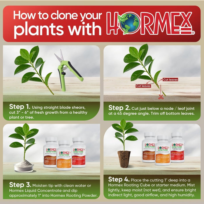 Hormex Rooting Powder Pack – 3, 8 & 16 High - Strength Cloning Kit for Semi - Softwood to Hardwood Cuttings - Ed's Plant Shop