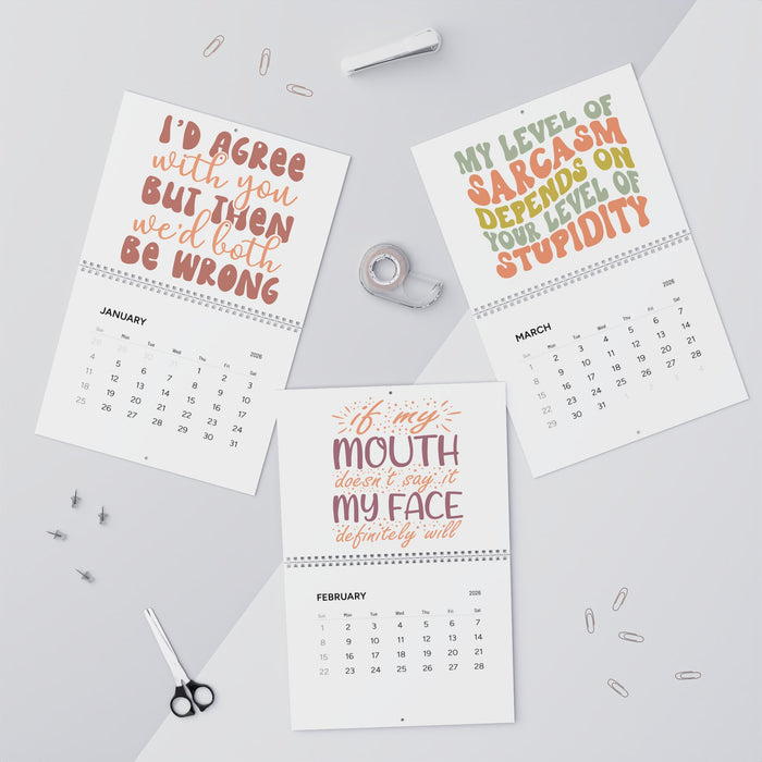 Humorous Wall Calendar 2026 - Monthly Quotes for Laughs Sarcastic