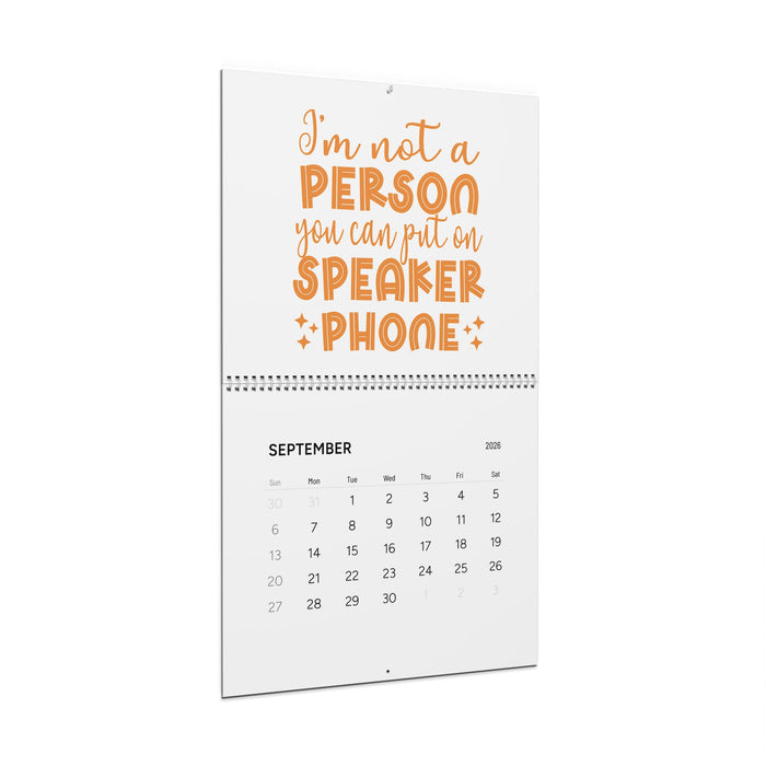 Humorous Wall Calendar 2026 - Monthly Quotes for Laughs Sarcastic